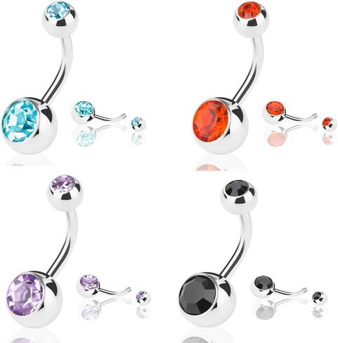 15 PCS Assorted Colors Belly Button Ring Surgical steel Hypoallergenic Lead and Nickel Free,14 Gauge navel piercing body jewelry in Saudi Arabia