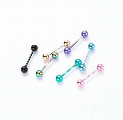 Suotarn 40 قطعة 14 جرام مزيج الألوان من الفولاذ المقاوم للصدأ حلقات لسان مستقيمة من الحديد ثقب 5/8 بوصة طول أكريليك يتوهج في الظلام مجوهرات مرنة للتثبات للنساء والرجال in Kuwait