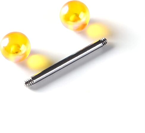 Suotarn 40 قطعة 14 جرام مزيج الألوان من الفولاذ المقاوم للصدأ حلقات لسان مستقيمة من الحديد ثقب 5/8 بوصة طول أكريليك يتوهج في الظلام مجوهرات مرنة للتثبات للنساء والرجال in Kuwait