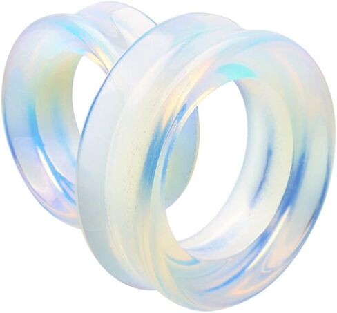 Supersize Opalite Stone Double Flared Eyelet Tunnel Ear Gauge Plug Earrings in Saudi Arabia