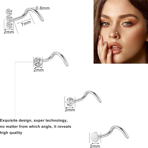 حلقات أنف من ONESING 9-40 قطعة 20 جرام للنساء، حلقات أنف ثقب مجوهرات على شكل حرف L، مسامير أنف لا تسبب الحساسية، حلقات أنف من الفولاذ المقاوم للصدأ الجراحية للنساء والرجال in Kuwait