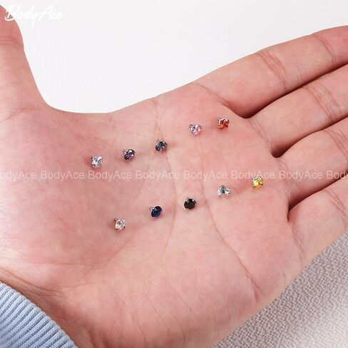 BodyAce 14G 10-12 قطعة من قمصان مرساة جلدية من الصلب الجراحي، قاعدة مجوهرات ثقب الجلد الملولبة داخليًا، مجموعات ثقب الجلد المزروعة بالزركون المكعب in Kuwait