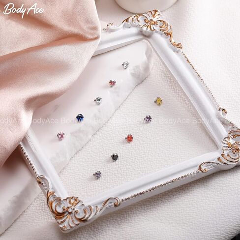 BodyAce 14G 10-12 قطعة من قمصان مرساة جلدية من الصلب الجراحي، قاعدة مجوهرات ثقب الجلد الملولبة داخليًا، مجموعات ثقب الجلد المزروعة بالزركون المكعب in Kuwait