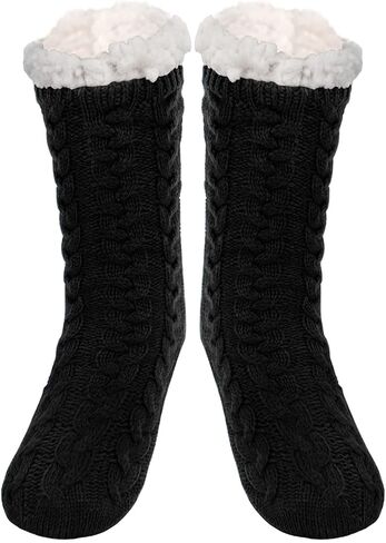 SIMIYA Mens Warm Fleece Lined Winter Soft Non Slip Socks Christmas Gift Mens Slipper Socks (One size fits 6-12) in Kuwait