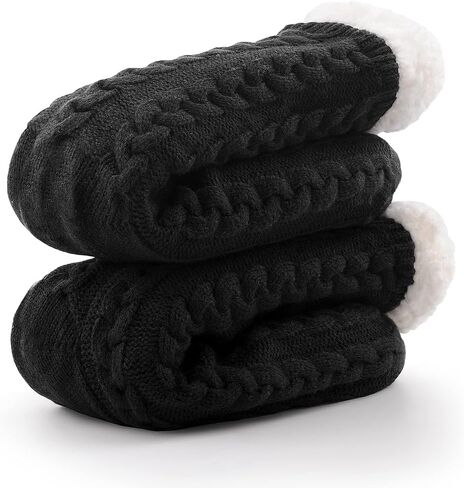 SIMIYA Mens Warm Fleece Lined Winter Soft Non Slip Socks Christmas Gift Mens Slipper Socks (One size fits 6-12) in Kuwait