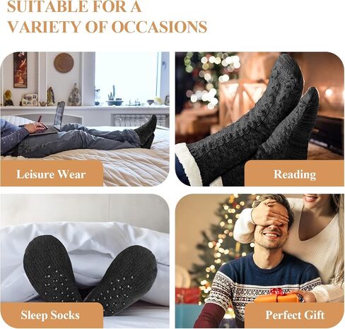 SIMIYA Mens Warm Fleece Lined Winter Soft Non Slip Socks Christmas Gift Mens Slipper Socks (One size fits 6-12) in Kuwait
