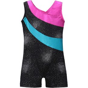 Belovance Leotards for Girls Gymnastics with Shorts Sparkle Butterfly Flowers Pattern Sleeveless Biketards Hotpink Black in Saudi Arabia