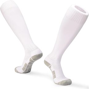 GRPSKCOS Black White Soccer Socks 2 pairs- Team Sports Athletic Football Baseball Long Socks for Youth Boys Kids Men Women