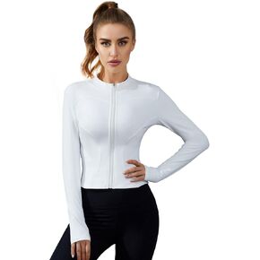 ANOTHER CHOICE Women Gym Zip Up Jacket Lightweight Cropped Workout Jacket Running Athletic Top with Thumb Hole in Saudi Arabia