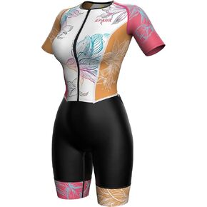 بدلة Sparx Aero Triathlon للسيدات بأكمام قصيرة بدلة ثلاثية للسيدات للجري والسباحة وركوب الدراجات