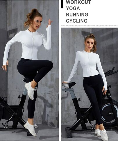 ANOTHER CHOICE Women Gym Zip Up Jacket Lightweight Cropped Workout Jacket Running Athletic Top with Thumb Hole in Kuwait