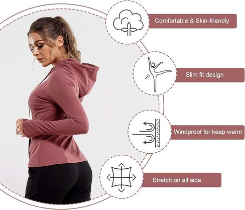 سترات رياضية للسيدات من TrainingGirl بسحاب كامل للتمارين الرياضية، بقصة ضيقة وأكمام طويلة، سترات رياضية للجري واليوجا بفتحة إبهام in Kuwait