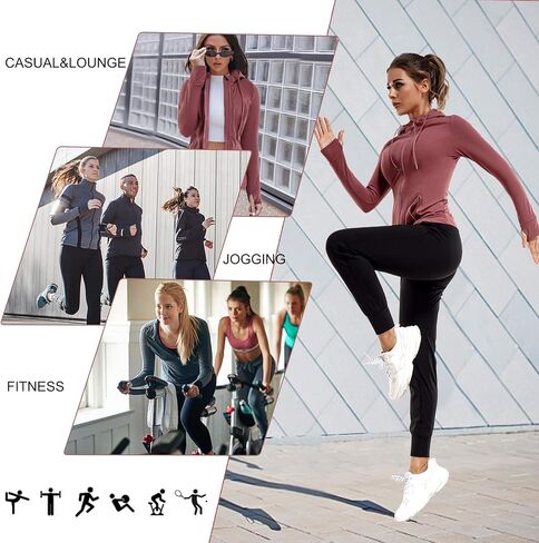 سترات رياضية للسيدات من TrainingGirl بسحاب كامل للتمارين الرياضية، بقصة ضيقة وأكمام طويلة، سترات رياضية للجري واليوجا بفتحة إبهام in Kuwait