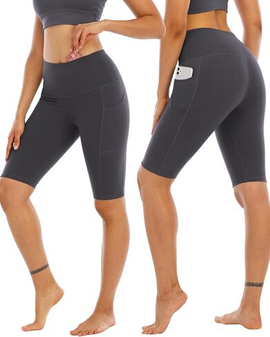 WHOUARE 4 Pack Biker Yoga Shorts with Pockets for Women,High Waisted Athletic Running Workout Gym Shorts Tummy Control in Kuwait