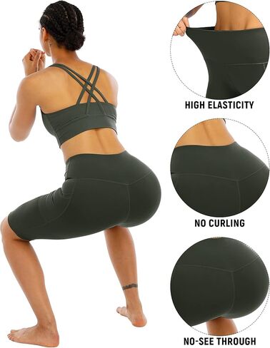 WHOUARE 4 Pack Biker Yoga Shorts with Pockets for Women,High Waisted Athletic Running Workout Gym Shorts Tummy Control in Kuwait