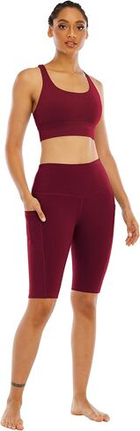 WHOUARE 4 Pack Biker Yoga Shorts with Pockets for Women,High Waisted Athletic Running Workout Gym Shorts Tummy Control in Kuwait