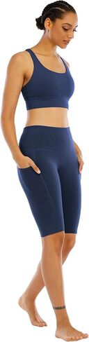 WHOUARE 4 Pack Biker Yoga Shorts with Pockets for Women,High Waisted Athletic Running Workout Gym Shorts Tummy Control in Kuwait