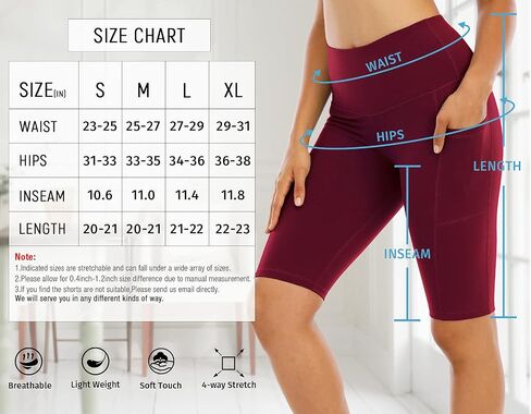 WHOUARE 4 Pack Biker Yoga Shorts with Pockets for Women,High Waisted Athletic Running Workout Gym Shorts Tummy Control in Kuwait