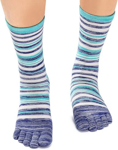 Crew Toe Sock, Cotton Ankle Sock & Stocking, Arch Support, Running Five-Toe Design(3&6pairs) in Kuwait