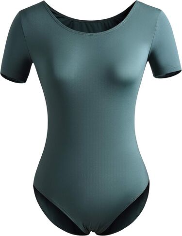 DANSHOW Women Short Sleeve Ballet Leotards for Adult Dance in Kuwait