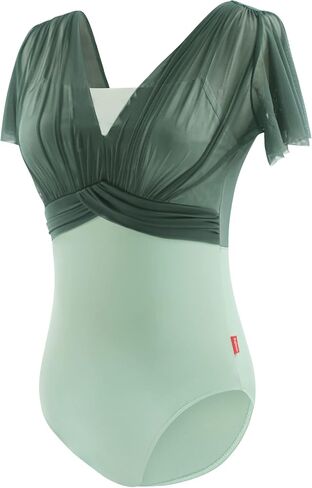 Daydance Green Dance Leotards for Women, Teen Girls, Lyrical Ballet Bodysuit with Adjustable Straps in Kuwait