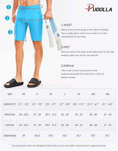 Pudolla Men's Swim Jammers with Zipper Pockets Durable Athletic Swimsuit Shorts for Men Lap Swimming Training Competition in Saudi Arabia