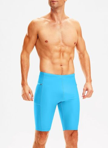 Pudolla Men's Swim Jammers with Zipper Pockets Durable Athletic Swimsuit Shorts for Men Lap Swimming Training Competition in Saudi Arabia