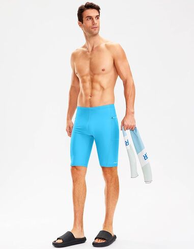 Pudolla Men's Swim Jammers with Zipper Pockets Durable Athletic Swimsuit Shorts for Men Lap Swimming Training Competition in Saudi Arabia