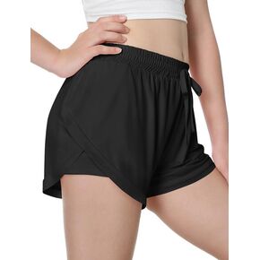 EXARUS Girls Athletic 2 in 1 Shorts Dolphin Running Side Slit Flowy with Pockets Shorts Workout Sports for Kids in Saudi Arabia