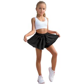 Flowy Shorts Girls Preppy Shorts 2 in 1 Butterfly Running Shorts with Pockets for Dance Gym Sports Playground