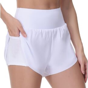 THE GYM PEOPLE Women’s Quick Dry Running Shorts Mesh Liner High Waisted Tennis Workout Shorts Zipper Pockets