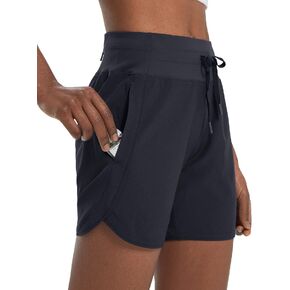 BALEAF Women's 5" Running Shorts Unlined Athletic Workout Shorts Zipper Pocket