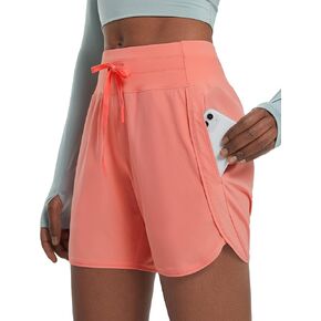 baleaf Women's 5" Workout Shorts Athletic Running Shorts High Waisted with Zipper Pocket Gym Quick Dry Hiking Sports in Kuwait