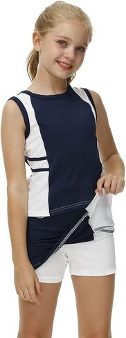 AOBUTE Girls Tennis Golf Outfit Tank Top and Skirt with Shorts Set 4-12 Years in Kuwait