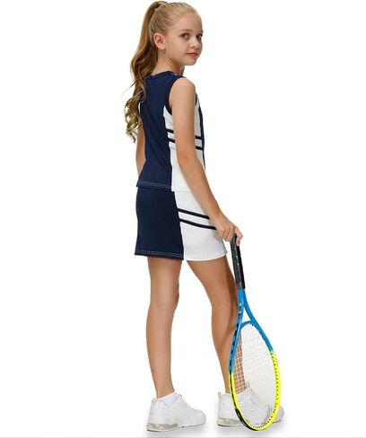AOBUTE Girls Tennis Golf Outfit Tank Top and Skirt with Shorts Set 4-12 Years in Kuwait