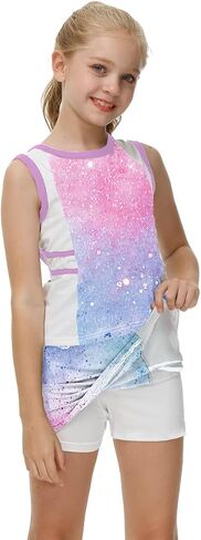 AOBUTE Girls Tennis Golf Outfit Tank Top and Skirt with Shorts Set 4-12 Years in Kuwait