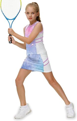AOBUTE Girls Tennis Golf Outfit Tank Top and Skirt with Shorts Set 4-12 Years in Kuwait