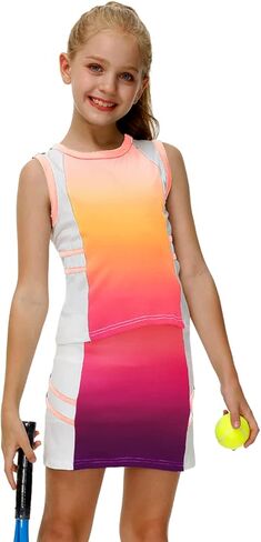 AOBUTE Girls Tennis Golf Outfit Tank Top and Skirt with Shorts Set 4-12 Years in Saudi Arabia