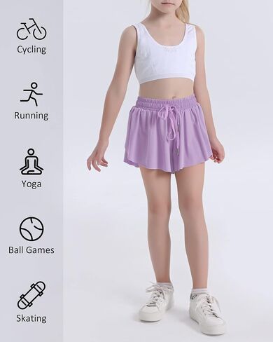 HASMES Girls Butterfly Shorts Teen Flowy Athletic Shorts for Running Dance Cheer 5-14Y in Saudi Arabia