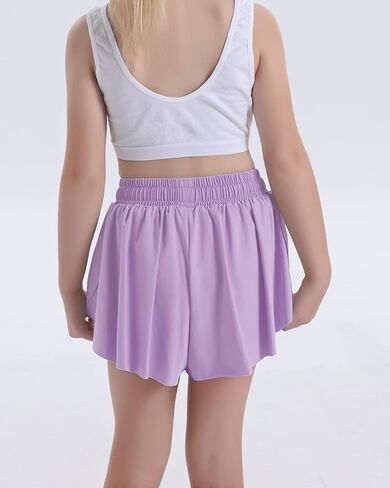 HASMES Girls Butterfly Shorts Teen Flowy Athletic Shorts for Running Dance Cheer 5-14Y in Saudi Arabia