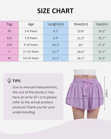 HASMES Girls Butterfly Shorts Teen Flowy Athletic Shorts for Running Dance Cheer 5-14Y in Saudi Arabia