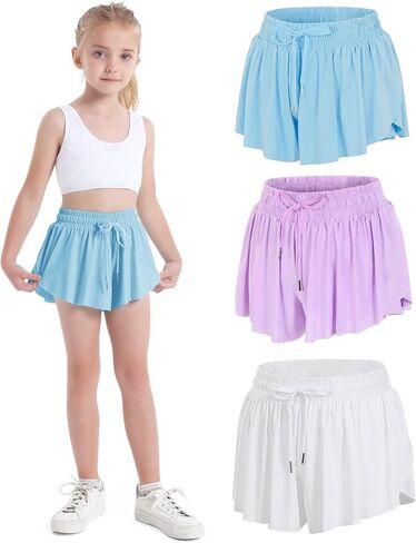 HASMES Girls Butterfly Shorts Teen Flowy Athletic Shorts for Running Dance Cheer 5-14Y in Saudi Arabia