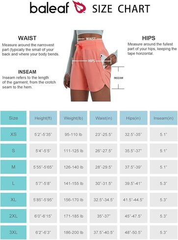 شورت جري نسائي من BALEAF مقاس 5 بوصات غير مبطن للتمارين الرياضية وجيب بسحاب in Kuwait