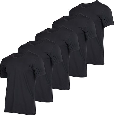 Real Essentials 5 Pack: Men’s V-Neck Dry-Fit Moisture Wicking Active Athletic Tech Performance T-Shirt in Kuwait