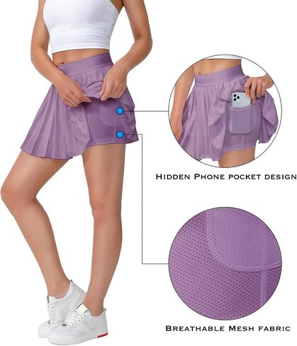 Eleloveph Women's Pleated Tennis Skirt-Flowy Athletic Design,Suitable for Golf, Skater, Running Sports in Kuwait