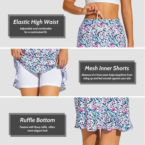 M MOTEEPI Womens 20" Skort Knee Length Ruffle Golf Skirts for Women with Pockets Shorts Dressy Casual Summer in Kuwait