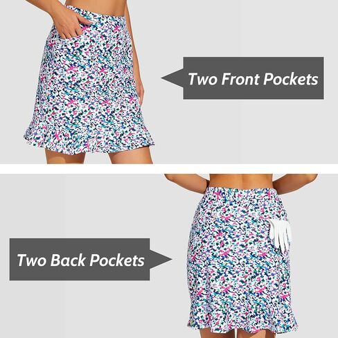 M MOTEEPI Womens 20" Skort Knee Length Ruffle Golf Skirts for Women with Pockets Shorts Dressy Casual Summer in Kuwait