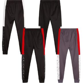 Quad Seven Boys' Sweatpants - 4 Pack Active Tricot Jogger Track Pants (Size: 4-18)