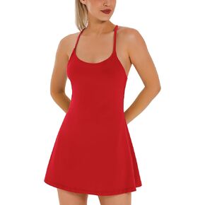 Womens Tennis Dress, Workout Dress with Built-in Bra & Shorts Pockets Exercise Dress for Golf Athletic Dresses for Women