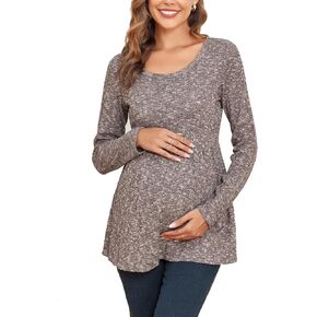 سترة علوية للحوامل من Liu & Qu بأكمام طويلة وقمصان حمل ناعمة من Peplum للنساء